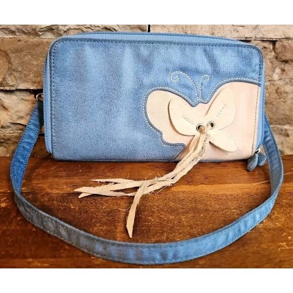 Unbranded Handbags - Butterfly Clutch, Wallet, Purse Blue With Butterfly